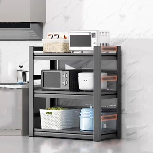 Verstellbarer Mikrowellenständer, stabiles Metallregal, freistehendes Bäckerregal für Küche und Wohnzimmer, 40 x 35 cm, ideal für Küchenutensilien und Haushaltsgeräte