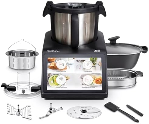Ufesa TotalChef RK10 Intelligenter Multifunktions-Küchenroboter, 10" Touchscreen, 30 Funktionen, WIFI, Maximale Kapazität 4,5L mit Griff, Nutzkapazität 3L, Interaktiv, Waage, 15 Programme, Zubehör